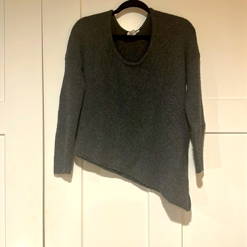 Charcoal grey Helmut Lang asymmetrical sweater. Barely worn; very good shape